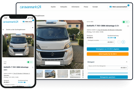 Et skærmbillede af produktsiden på caravanmarkt24.de